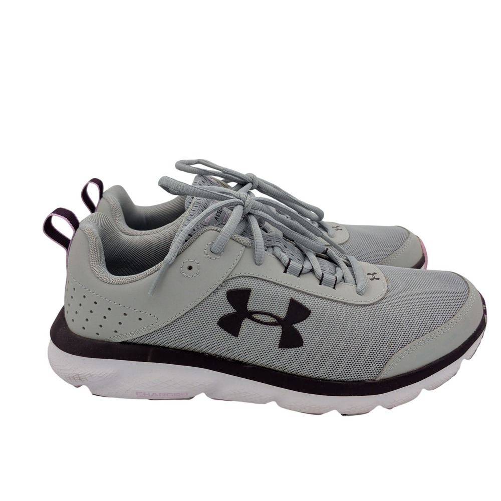 Under Armour Womens Charged Assert 8 Gray Purple Running Shoes 3021972-100 10.5